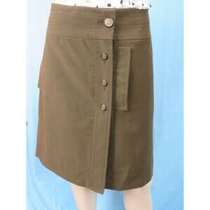 NWT GUCCI 200269 DARK BROWN COTTON LOGO BUTTON DOWN MINI SKIRT 46 $695 ITALY